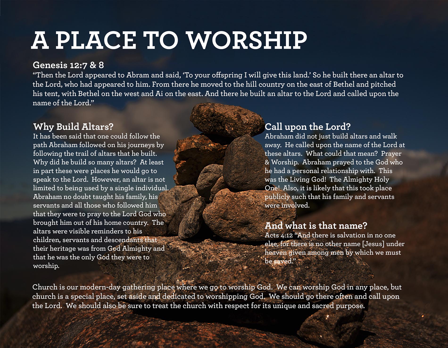 A PLACE TO WORSHIP Genesis 12:7 & 8
